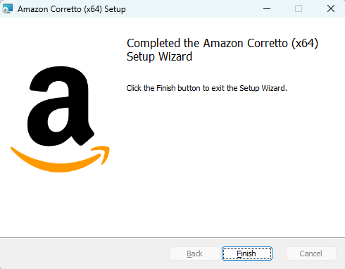 Amazon Corettoインストール完了画面